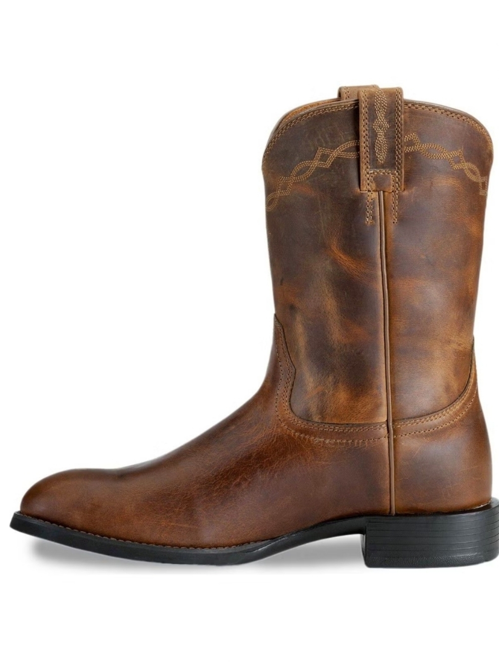 Ariat Mens Heritage Roper Western Boot Round Toe 10D Oiled Brown Distressed - Picture 2 of 14